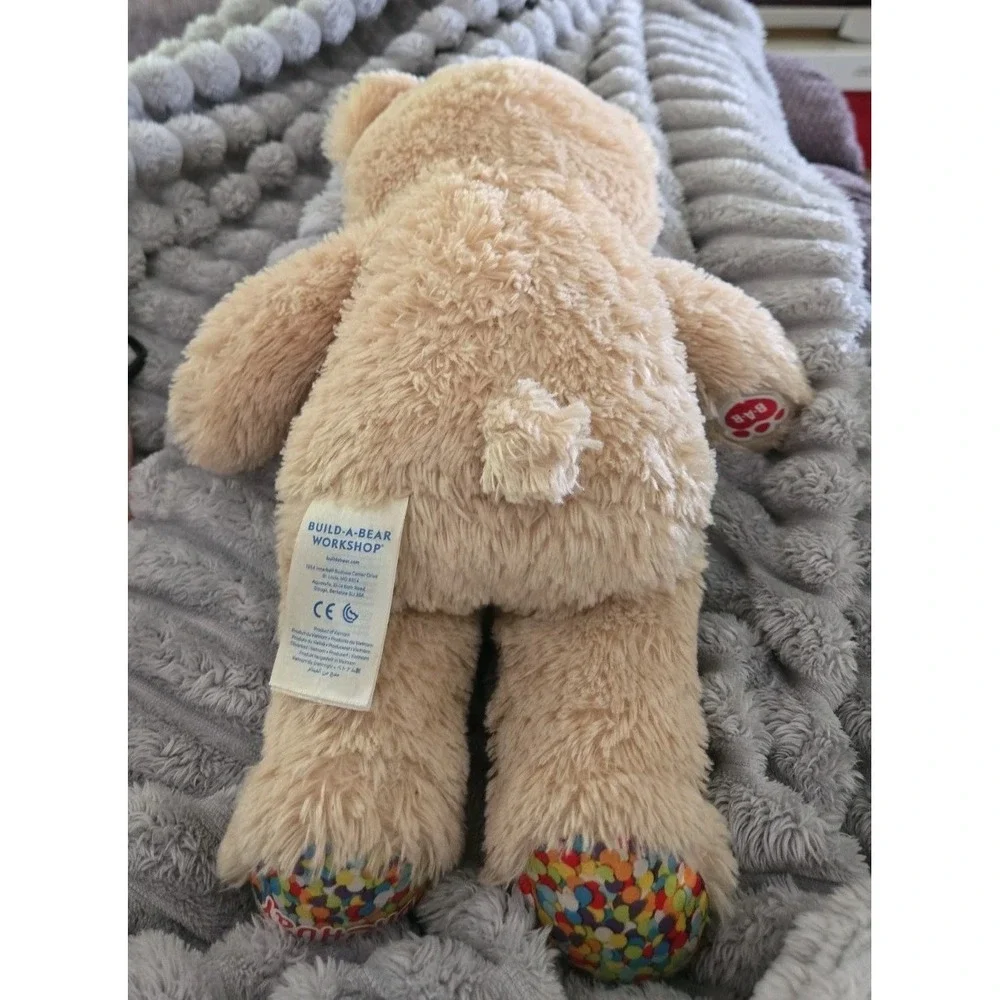Build-A-Bear Workshop Birthday Treat Bear Tan Plush Confetti Feet Happy Birthday